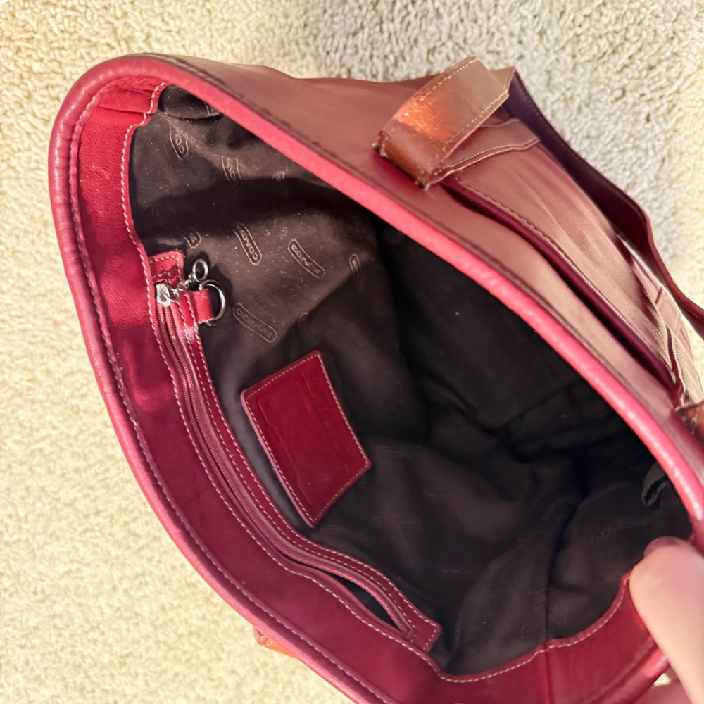 Vintage Coach Red Leather Tote Bag 5187 - Picture 7 of 8